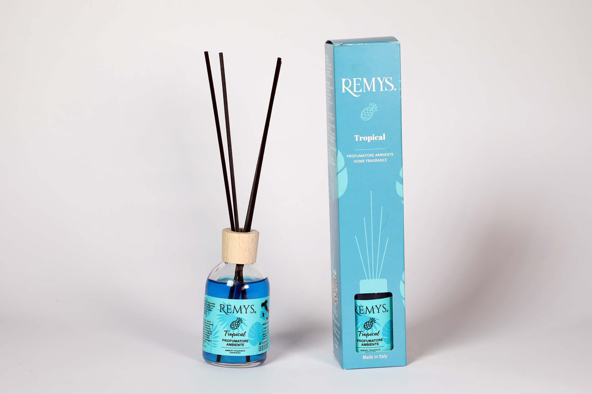 profumatore a bastoncini aroma tropical con confezione azzurra 100ml