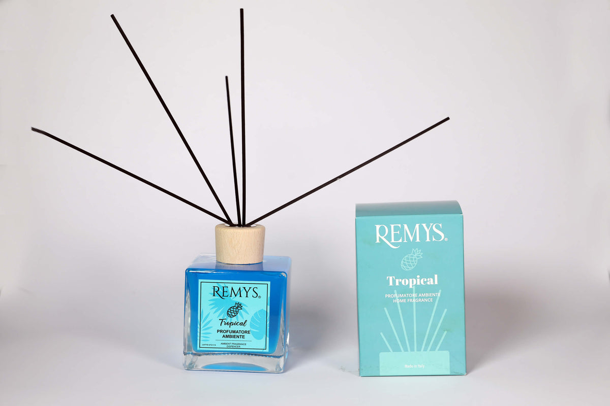 profumatore a bastoncini aroma tropical con confezione azzurra 500ml
