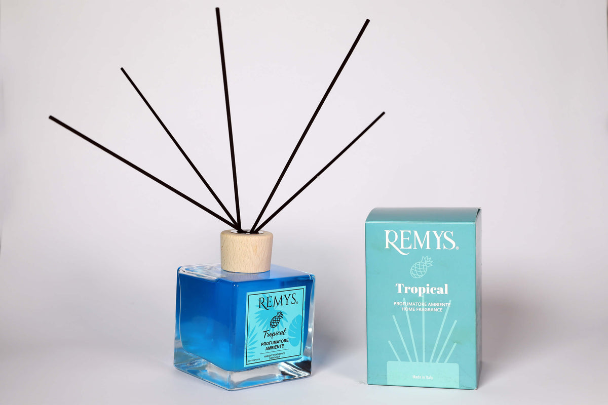 profumatore a bastoncini aroma tropical con confezione azzurra 500ml