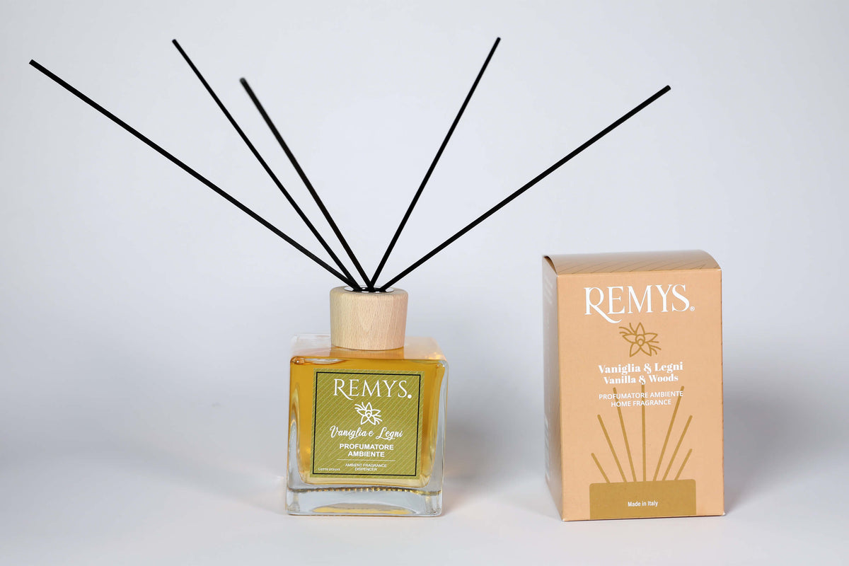 Profumatore con midollini vaniglia e legni 500ml