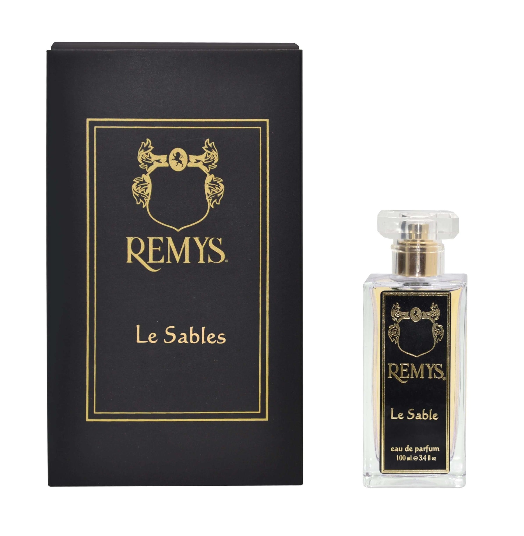 Boccetta di profumo Le Sables con confezione nera e oro